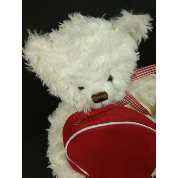 Hallmark "From My Heart" White 14" Valentines Day Bear Plush/Heart Gift Zip Bag - Picture 12 of 12